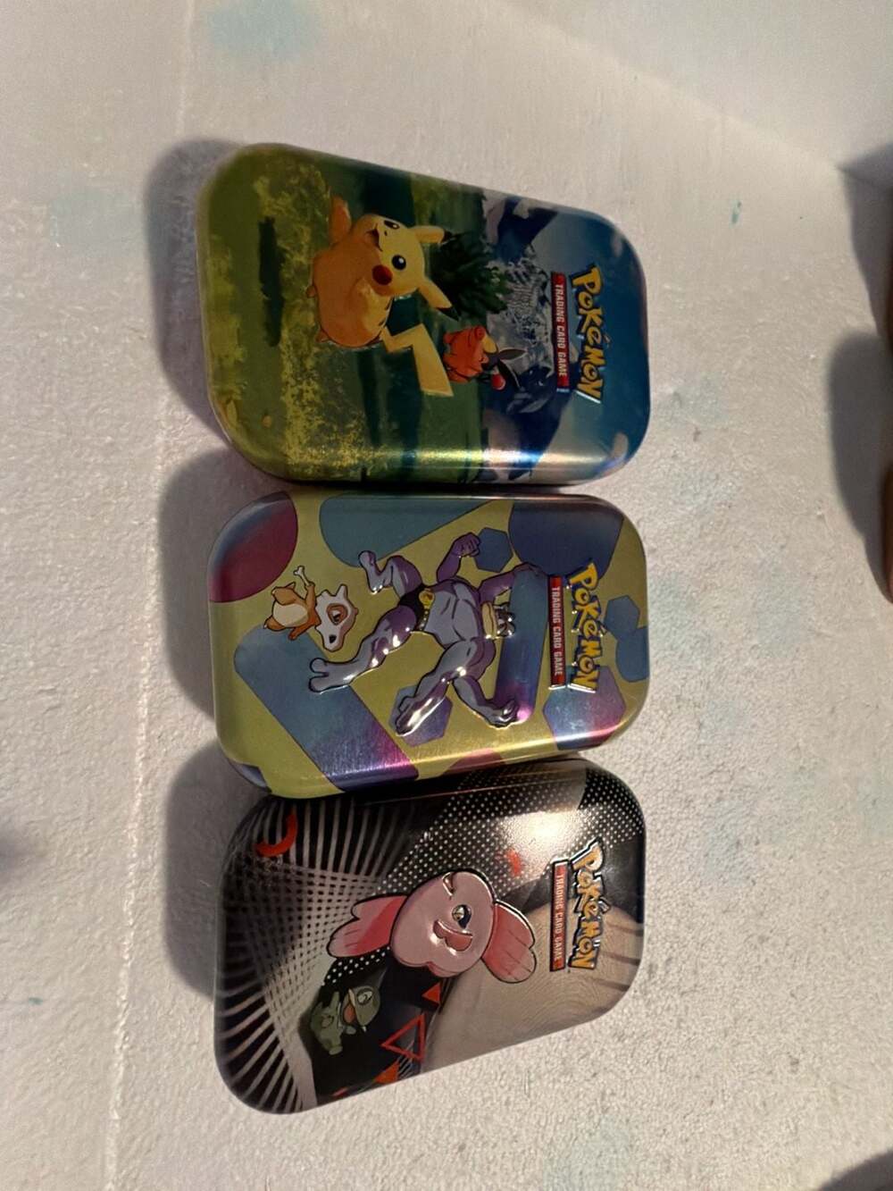 Lot of 3 Assorted Pokémon TCG Mini Tins (Empty Storage Containers)